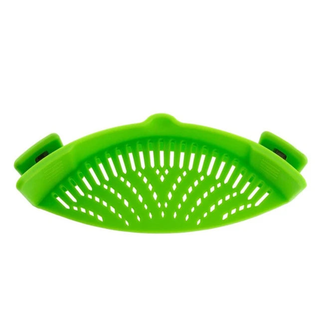 Universal silicone clip drainer for pots and pans